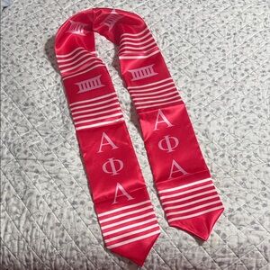 Pinkish Red and White Greek Letter Alpha Phi Alpha Stole